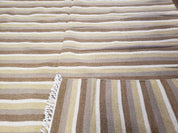 Indian Striped Blanket 6x9, Large Indo Kilim Area Rug, Earthern Tones Woolen Hand-Woven Flatweave South American Style Queen Size Bedspread