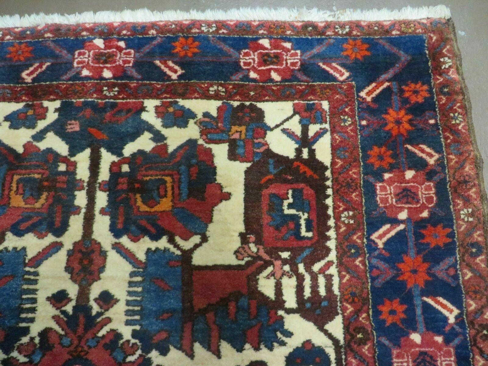 5.5' X 10.5' Antique Handmade Indian Floral Oriental Wool Rug Tribal Veg Dye Nice