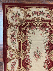 Needlepoint Runner Rug 2.5 x 10.7, Tan Runner Rug, Flatweave Runner, Aubusson European Design, Needlepoint Rug, Long Runner, Hallway Rug