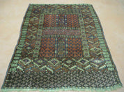 Antique Turkoman Ensi Wool Rug 4x5