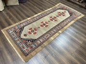 Rare Persian Sarab Tribal Runner Rug 4 x 10, Antique, Geometric Medallions, Camel Hair Runner