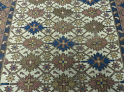 4' X 5' Antique Handmade Caucasian Kazak Shirvan Wool Rug Snow Flakes