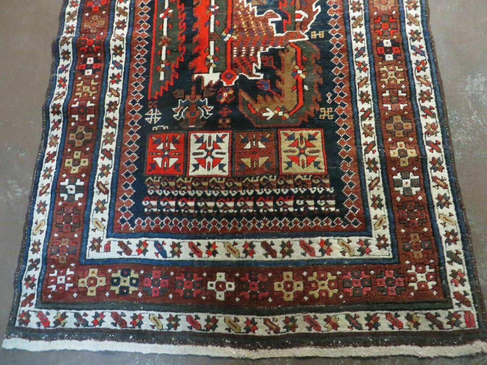 3' 7" X 14' Antique Handmade Caucasian Wool Rug Carpet Nice