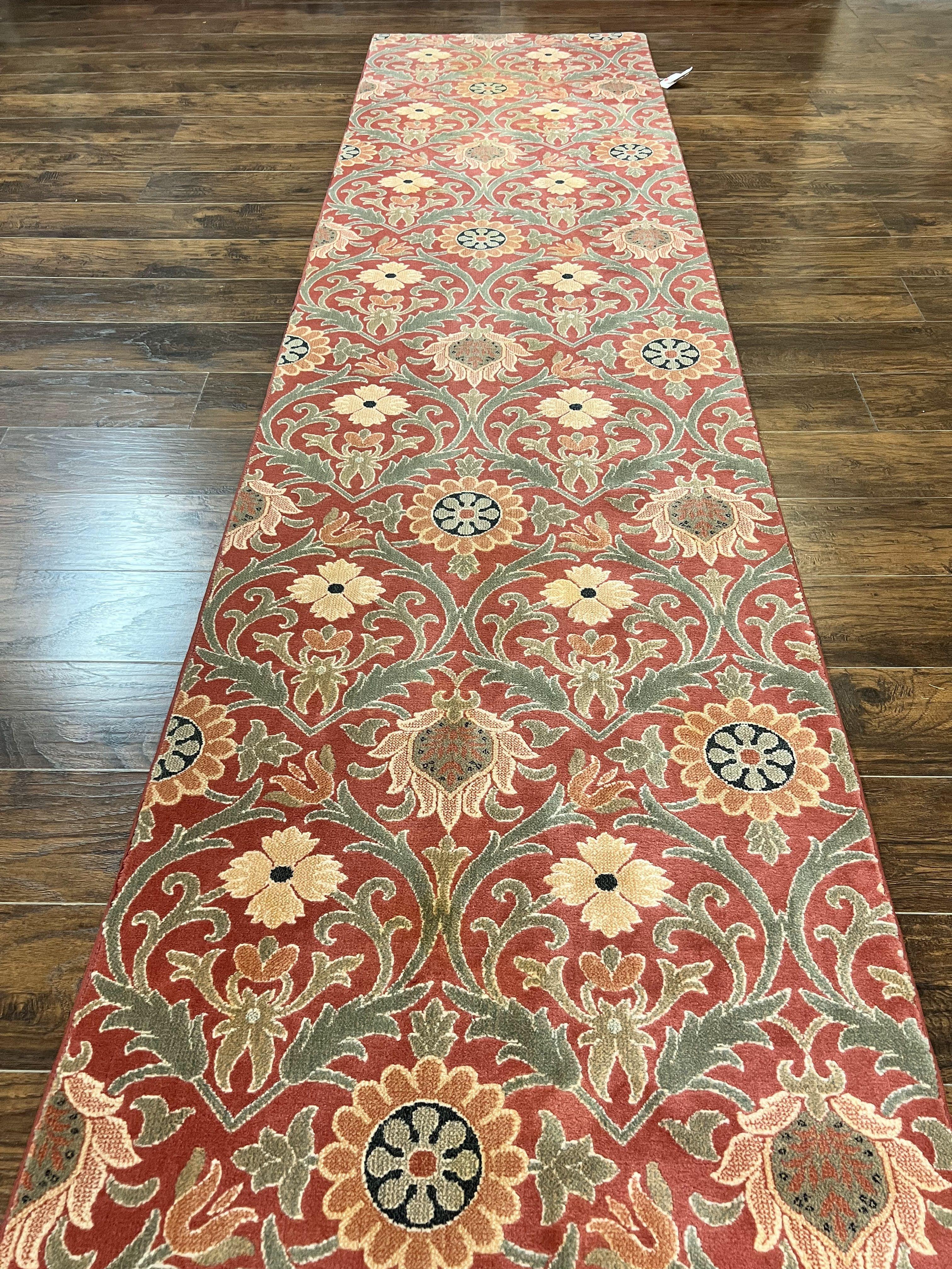 Runner Rug 3 x 14.7, Long Hallway Rug, Wool, Power Loomed, Contemporary, Floral