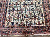 Persian Afshar Rug 5x6, Allover Repeated Motif, Wool Tribal Carpet, Handmade Semi Antique Rug