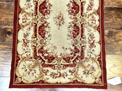 Needlepoint Runner Rug 2.5 x 10.7, Tan Runner Rug, Flatweave Runner, Aubusson European Design, Needlepoint Rug, Long Runner, Hallway Rug