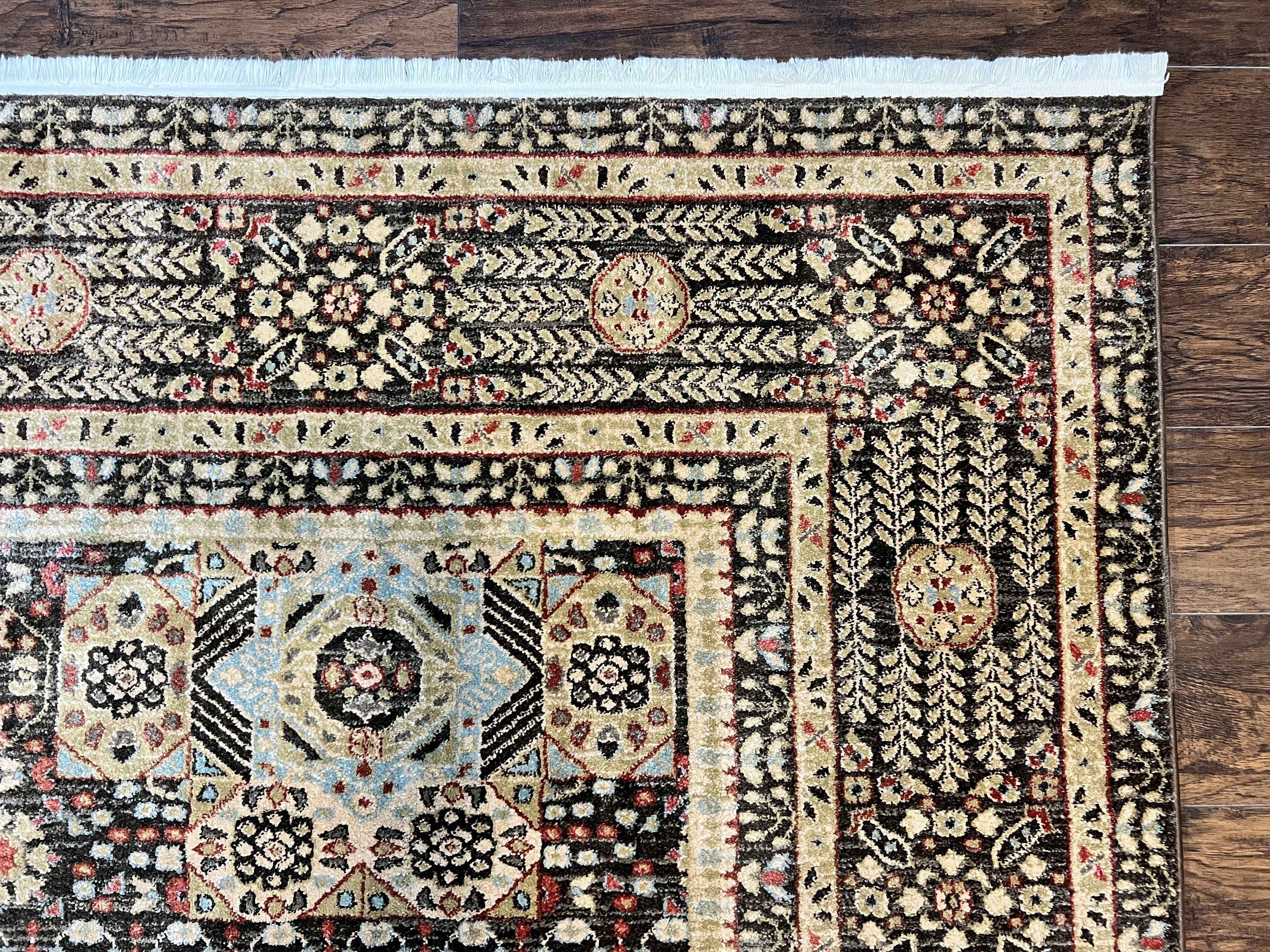 Room Sized Oriental Rug 10x11, Power Loomed Carpet, Tan Brown, Unique Loom