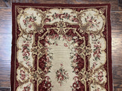 Needlepoint Runner Rug 2.5 x 10.7, Tan Runner Rug, Flatweave Runner, Aubusson European Design, Needlepoint Rug, Long Runner, Hallway Rug