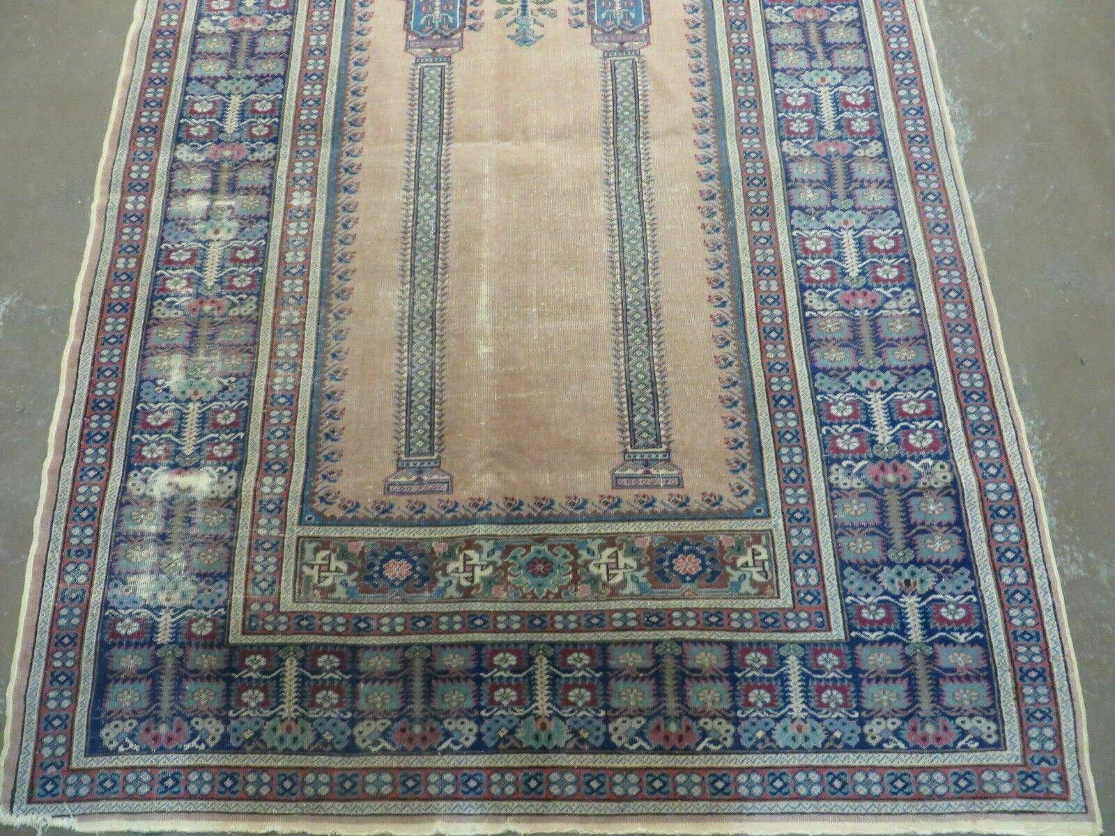 4' X 6' Antique Handmade Turkish Mehrab Prayer Wool Rug Lantern Beautiful