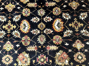Indo Persian Mahal Rug 8x10, Black and Gold, Wool Hand Knotted Oriental Carpet