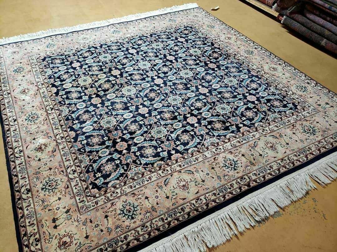 6' X 6' Gorgeous Handmade India Floral Oriental Wool Rug Square Blue Carpet Wow