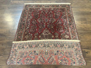 Antique Persian Sarouk Rug 4x7, Hand Knotted Wool Red Persian Carpet, Floral