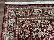 Burgundy Persian Rug 8x10, Pak Persian Floral Carpet, Very Fine 300 KPSI