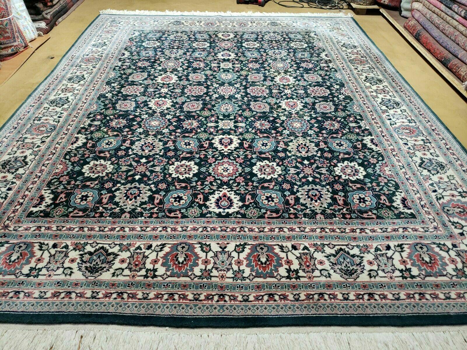 8' X 10' Handmade Indian Oriental Wool Rug Carpet Organic Dye Forest Green Nice