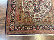 Persian Qum Rug 3.6 x 5, Kork Wool, Very Finely Hand Knotted 325 KPSI, Rare, Semi Antique