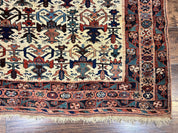 Persian Afshar Rug 5x6, Allover Repeated Motif, Wool Tribal Carpet, Handmade Semi Antique Rug