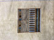 Tibetan Rug 5x8, Contemporary Rug 5 x 8 ft, Cream Brown Blue Hand-Knotted Wool w/ Silk Highlights Tibetan Carpet, Modern Rug