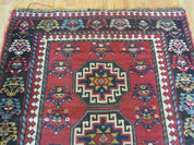 3' 3" X 10' Hand-Knotted Antique Handmade Caucasian Kazak Wool Runner Rug