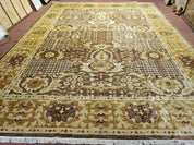 10' X 14' Handmade Pak Peshavar Chobi Agra Wool Carpet Coffee Brown Gold
