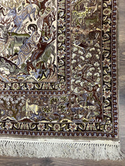 Persian Isfahan Rug 5x8 - Tree of Life, Animal Pictorials, Kork Wool & Silk