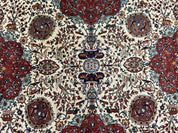 Wonderful Sino Persian Rug 6x10 with Animal Pictorial Motifs, Cream Dark Red Navy Blue, Birds Gazelles, Two Medallions, Top Quality Handmade