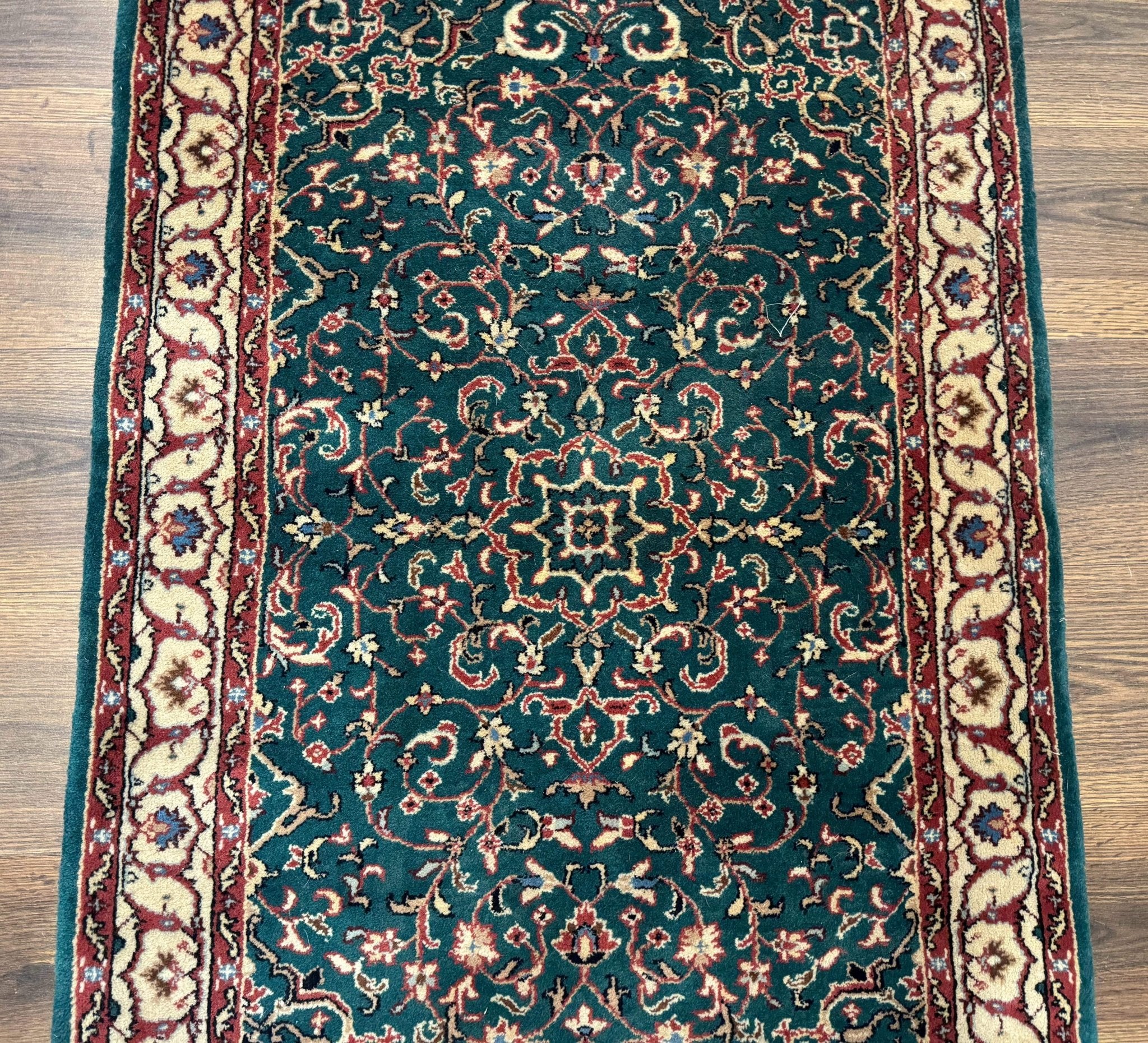 Dark Green Indo Persian Rug 2.5 x 4, Hand Knotted Wool Small Oriental Carpet - Jewel RugsShopify CollectiveHUNTEDFOX - Dark Green Indo Persian Rug 2.5 x 4, Hand Knotted Wool Small Oriental Carpet