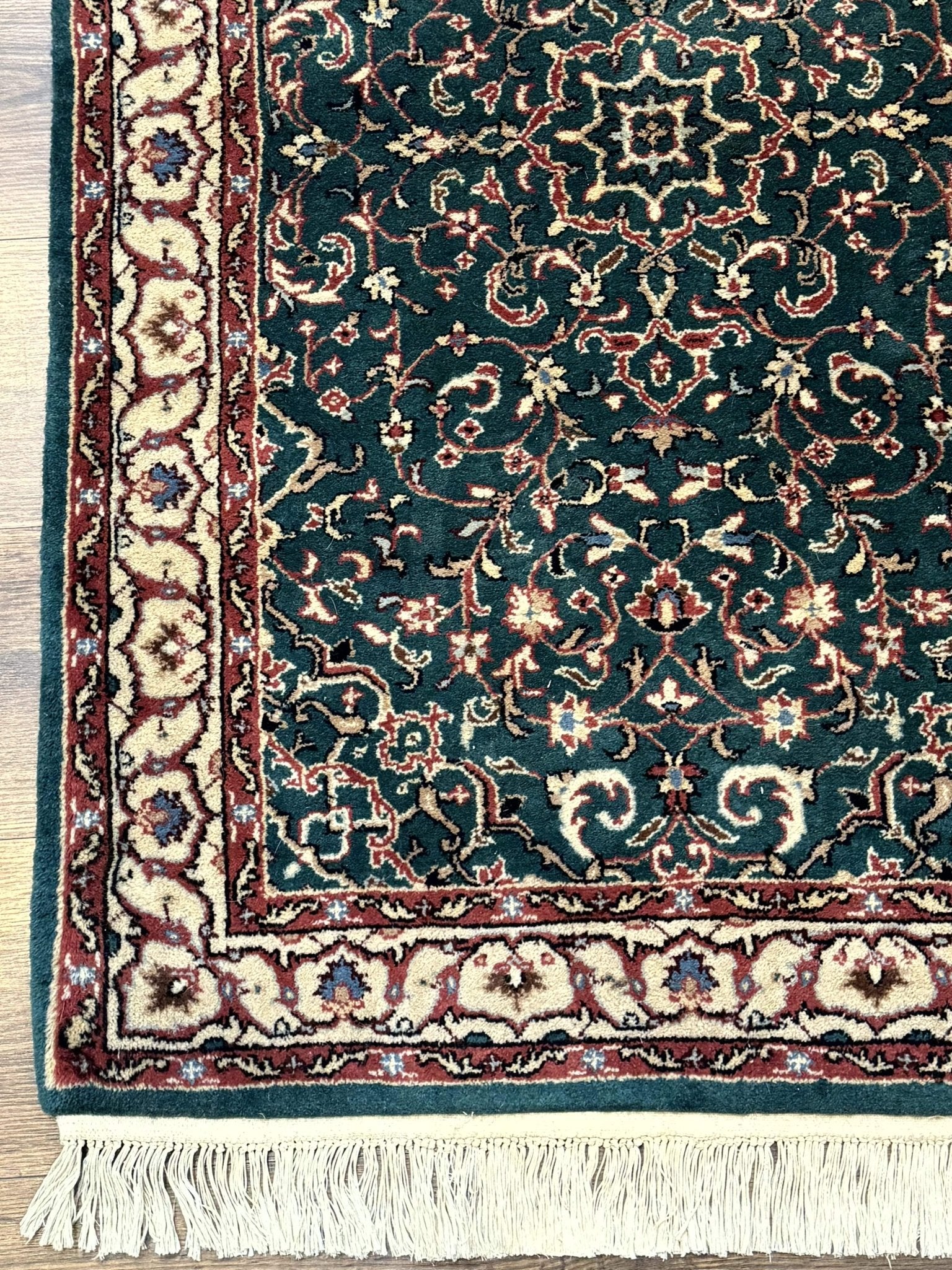 Dark Green Indo Persian Rug 2.5 x 4, Hand Knotted Wool Small Oriental Carpet - Jewel RugsShopify CollectiveHUNTEDFOX - Dark Green Indo Persian Rug 2.5 x 4, Hand Knotted Wool Small Oriental Carpet
