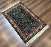 Dark Green Indo Persian Rug 2.5 x 4, Hand Knotted Wool Small Oriental Carpet - Jewel RugsShopify CollectiveHUNTEDFOX - Dark Green Indo Persian Rug 2.5 x 4, Hand Knotted Wool Small Oriental Carpet