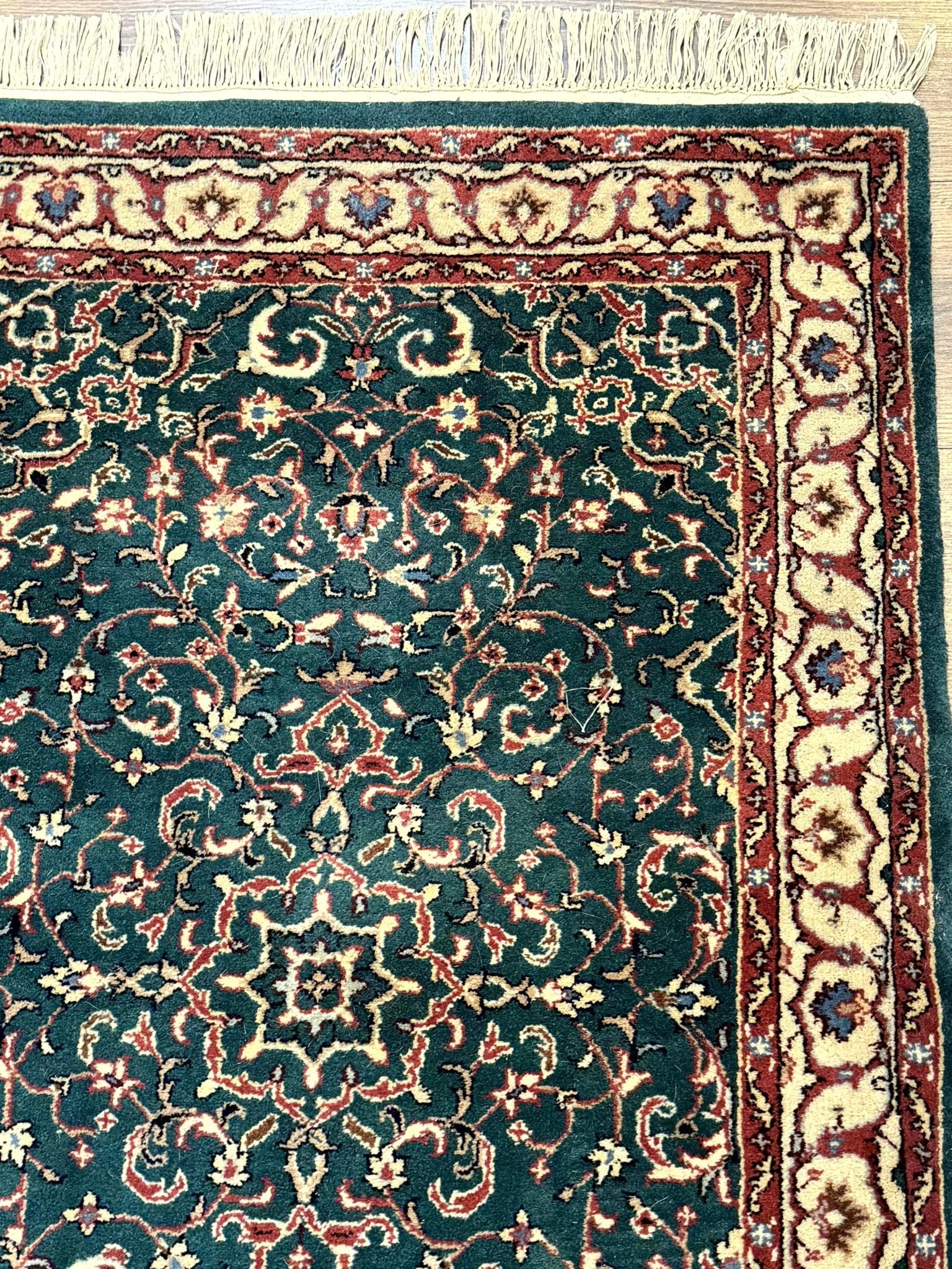 Dark Green Indo Persian Rug 2.5 x 4, Hand Knotted Wool Small Oriental Carpet - Jewel RugsShopify CollectiveHUNTEDFOX - Dark Green Indo Persian Rug 2.5 x 4, Hand Knotted Wool Small Oriental Carpet