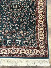 Dark Green Indo Persian Rug 2.5 x 4, Hand Knotted Wool Small Oriental Carpet - Jewel RugsShopify CollectiveHUNTEDFOX - Dark Green Indo Persian Rug 2.5 x 4, Hand Knotted Wool Small Oriental Carpet
