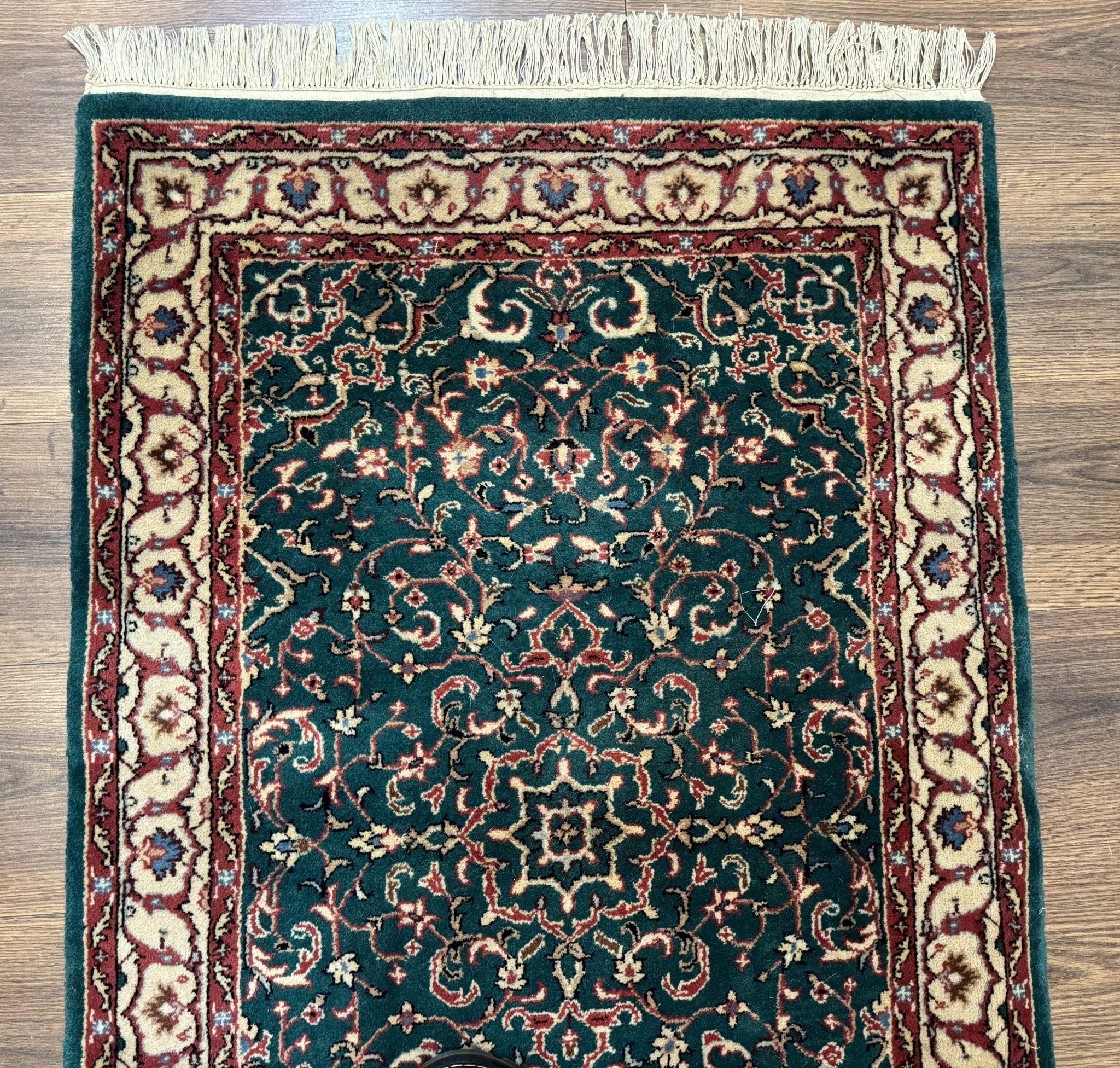 Dark Green Indo Persian Rug 2.5 x 4, Hand Knotted Wool Small Oriental Carpet - Jewel RugsShopify CollectiveHUNTEDFOX - Dark Green Indo Persian Rug 2.5 x 4, Hand Knotted Wool Small Oriental Carpet