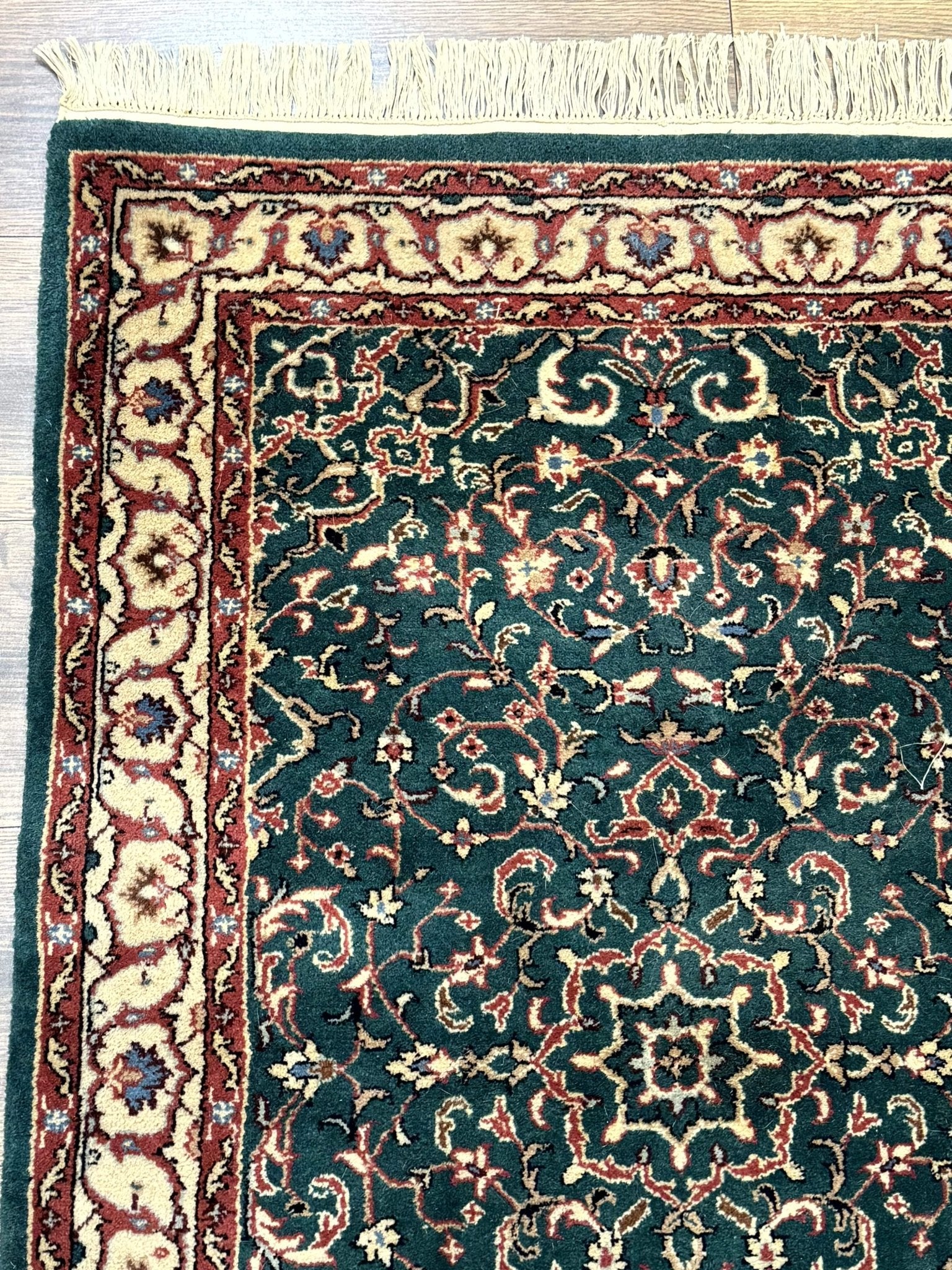 Dark Green Indo Persian Rug 2.5 x 4, Hand Knotted Wool Small Oriental Carpet - Jewel RugsShopify CollectiveHUNTEDFOX - Dark Green Indo Persian Rug 2.5 x 4, Hand Knotted Wool Small Oriental Carpet