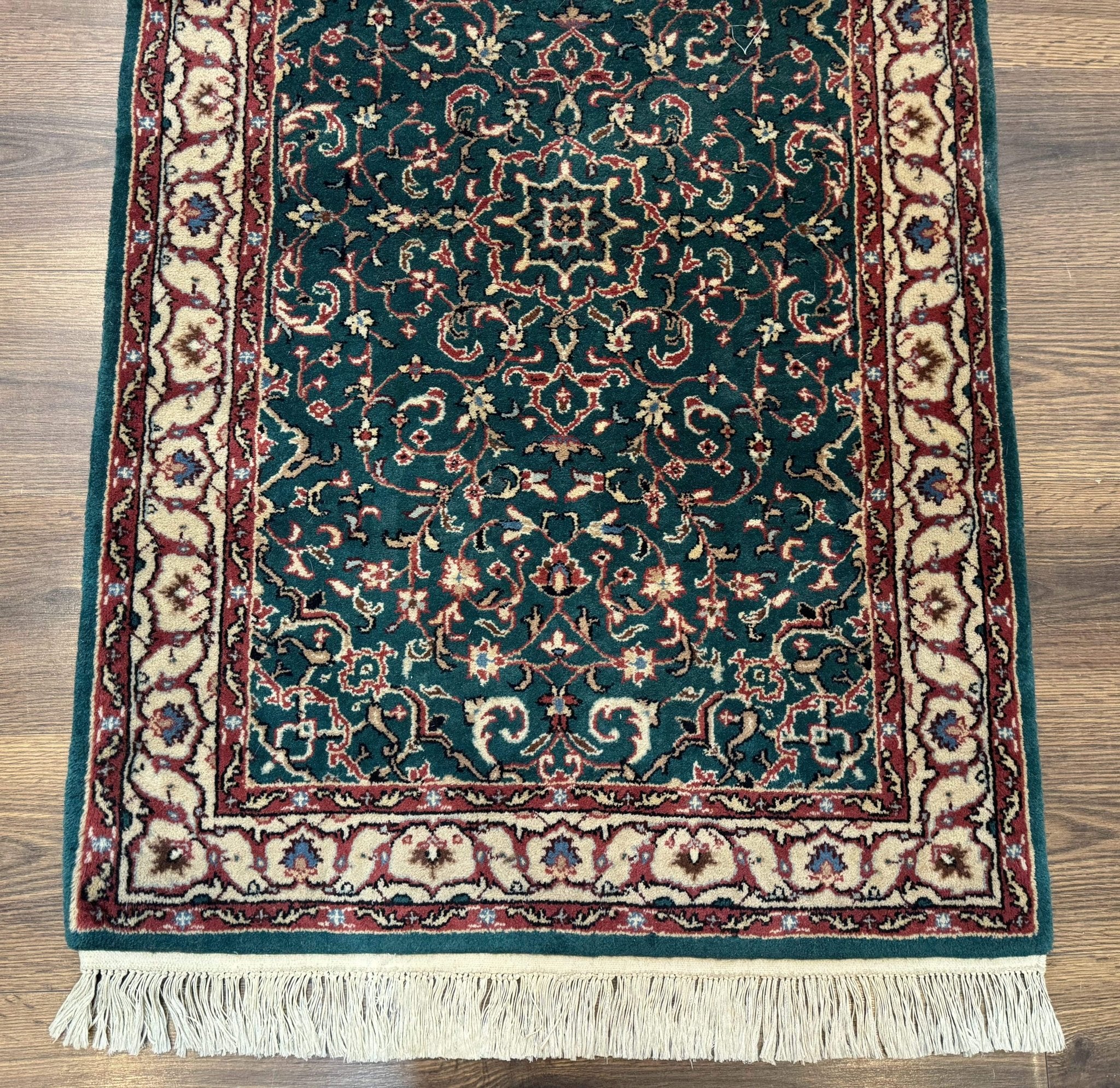 Dark Green Indo Persian Rug 2.5 x 4, Hand Knotted Wool Small Oriental Carpet - Jewel RugsShopify CollectiveHUNTEDFOX - Dark Green Indo Persian Rug 2.5 x 4, Hand Knotted Wool Small Oriental Carpet