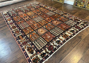 Persian Bakhtiari Tribal Rug 7x10, Panel Design, Semi Antique