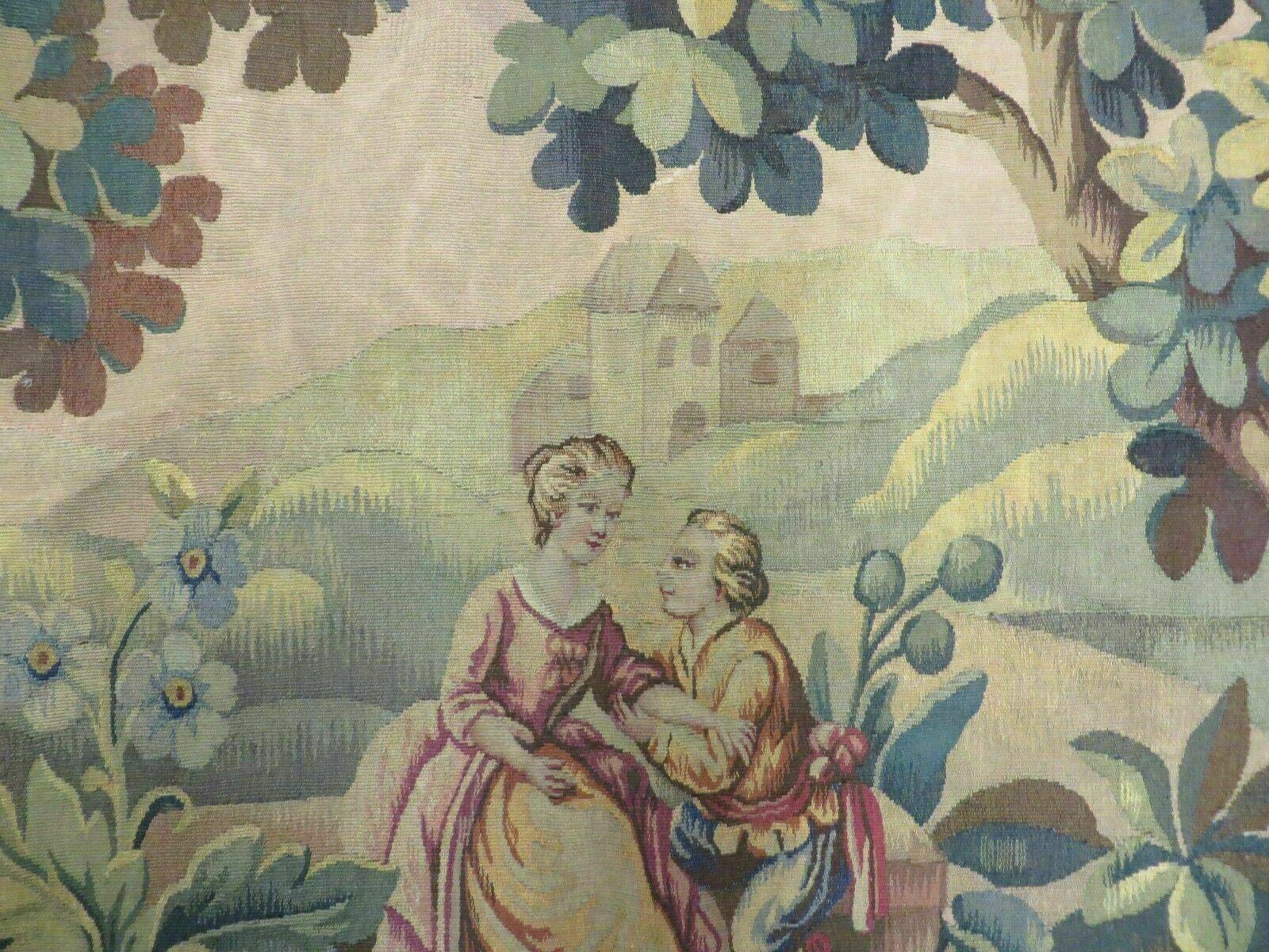 Antique French Tapestry 5x6 French Handmade Aubusson Nature One Of A Kind Rare