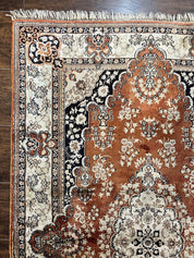 Turkish Silk Rug 3x5, Very Fine 400 KPSI, Floral Medallion, Handmade Hand Knotted Silk on Silk Oriental Carpet