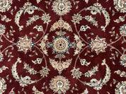 Maroon Persian Area Rug 8x10, Floral Allover, Pak Persian, Wool and Silk Highlights, Traditional Oriental Carpet