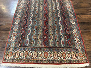 Persian Qum Rug 4x7, Striped Paisley Boteh Design