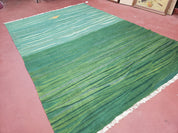 Green Turkish Kilim Rug, 6x9 - 7x10 Rugs, Bird, Handmade New Area Rug, Wool, Bohemian Boho Decor, Hand Woven, Modern Abstract Flat Weave Rug