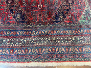 Antique Persian Hamadan Tribal Rug 8x10, Red and Ivory, Medallion Rug, Wool Handmade Carpet