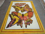 4' X 6' Tartare Modern Hand Knotted Spainsh Wool Rug Butterfly Getting Wings Nice
