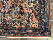 Antique Persian Lilihan Rug 2x4, Red, Floral, Wool, Handmade Lilian Persian Carpet