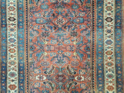 3' 8" X 11' Antique Handmade Turkish Wool Rug Veg Dye Runner Nice Rusted Red