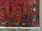 Antique Persian Hamadan Runner 3.4 x 9.7 -  Wool, Red and Navy Blue