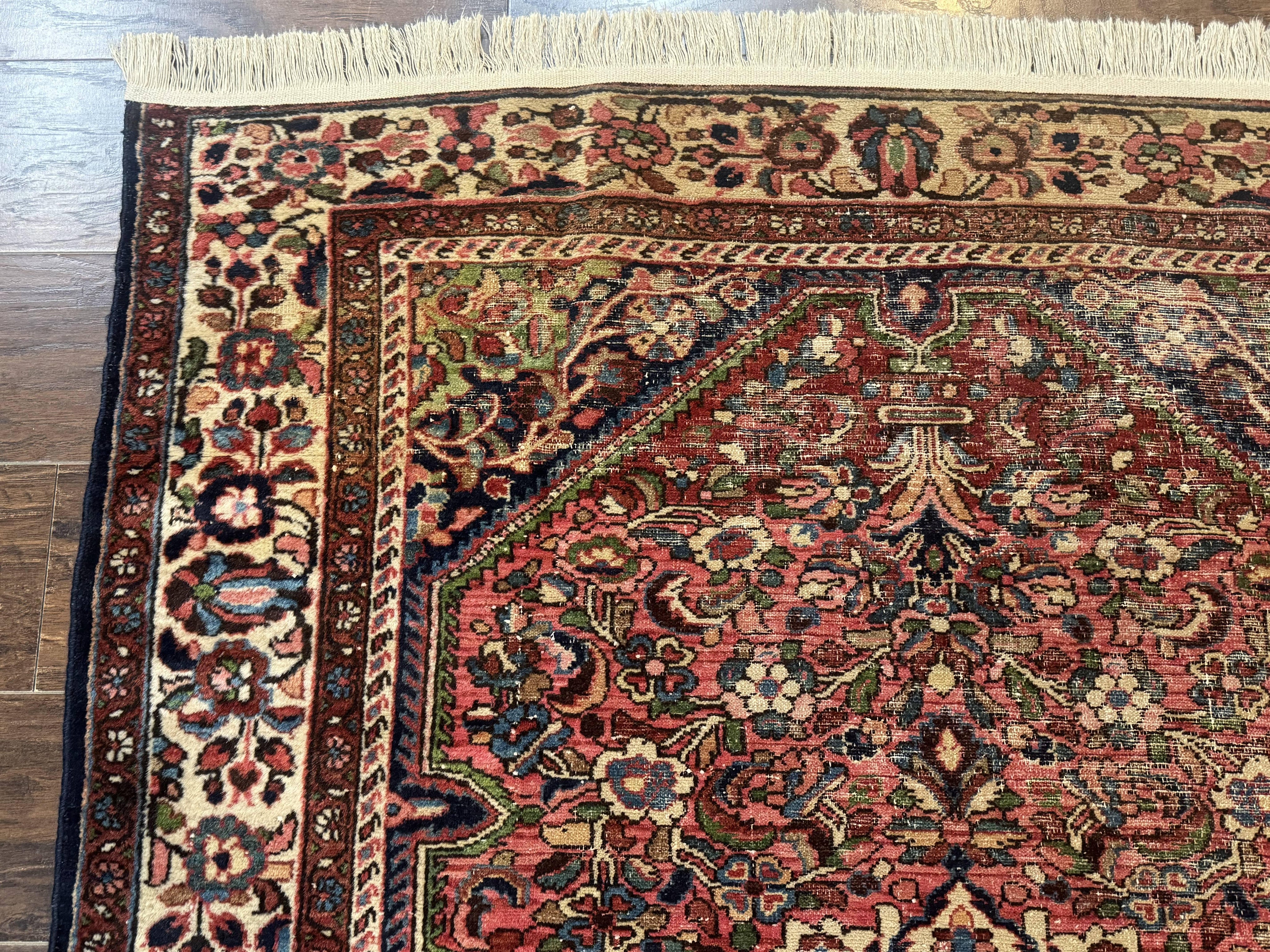 Antique Persian Malayer Rug 4'7" x 6'6" – 1920s Tribal Red Wool Carpet