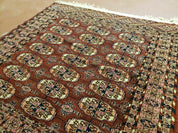 4' X 4' Antique Handmade Turkoman Bokhara Balouch Woven Wool Rug Brick Red Nice