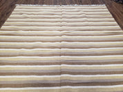 Indian Striped Blanket 6x9, Large Indo Kilim Area Rug, Earthern Tones Woolen Hand-Woven Flatweave South American Style Queen Size Bedspread