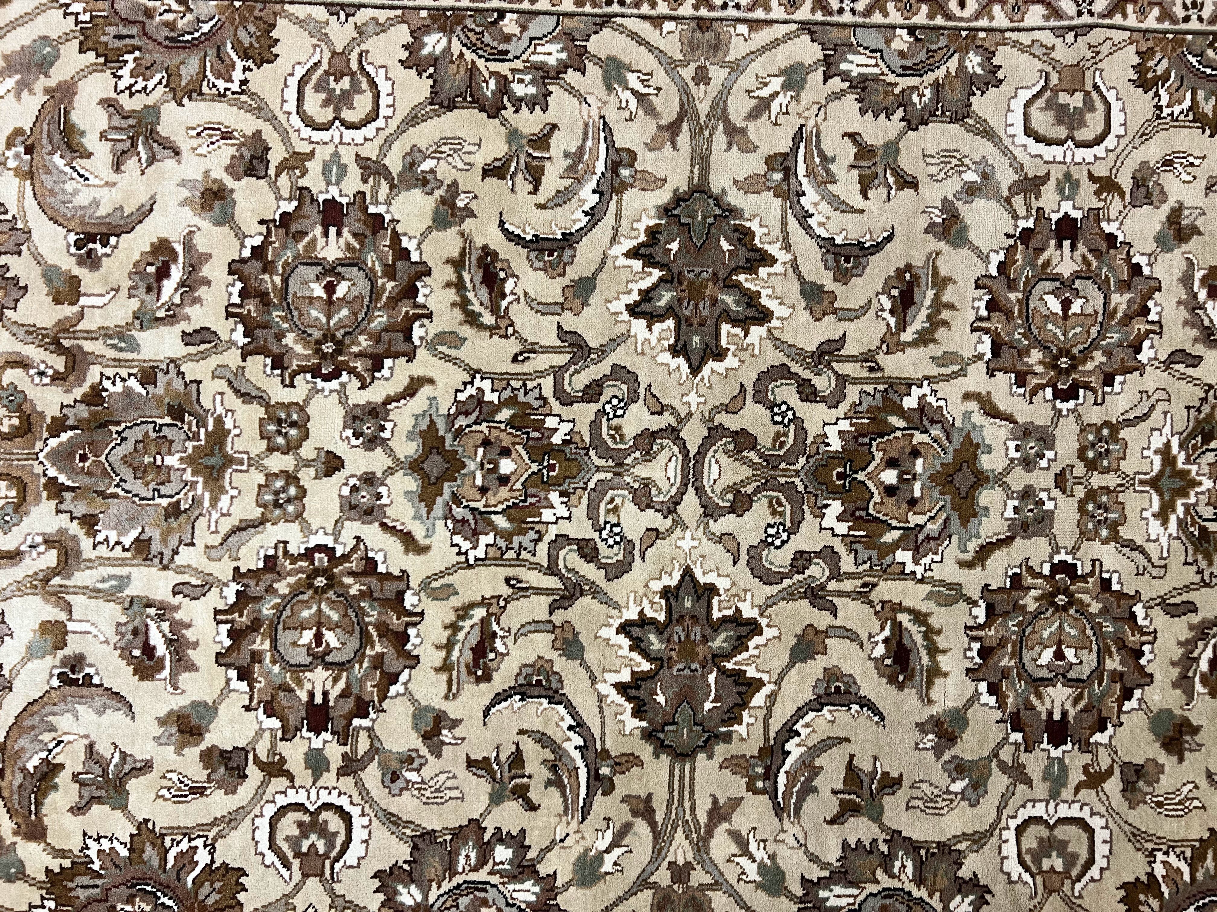 Indo Mahal Rug 6x9, Indian Carpet 6 x 9 ft, Light Green and Ivory, Floral Allover, Wool Oriental Carpet, Traditional Rug, Handmade