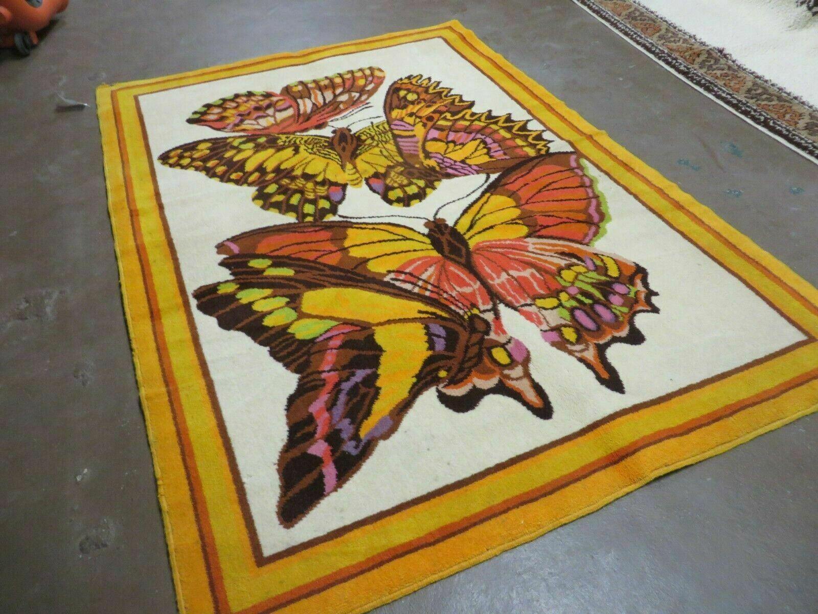 4' X 6' Tartare Modern Hand Knotted Spainsh Wool Rug Butterfly Getting Wings Nice