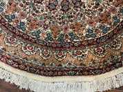 Round Silk Rug 3x3, Extremely Fine 580 KSPI, Sino Persian Round Handmade Carpet, Silk on Silk